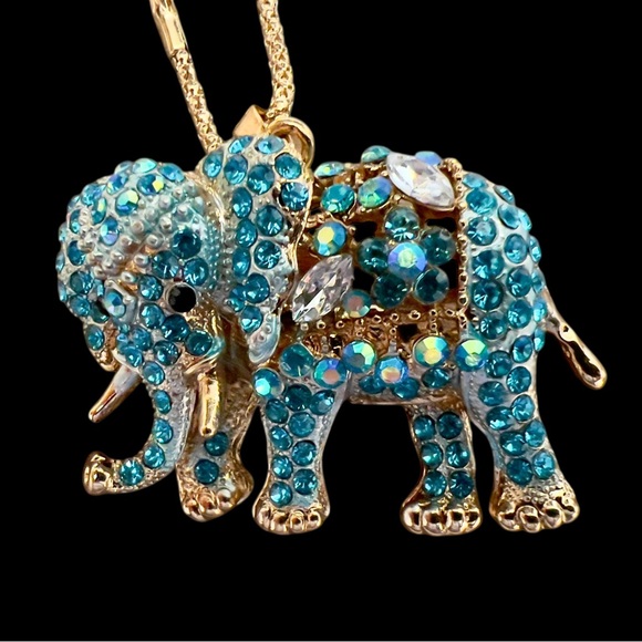 3 Betsey Johnson Fashion Necklaces, Rhinestone Elephants - Picture 7 of 7